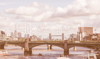 River Thames in London vintage