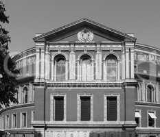 Black and white Royal Albert Hall in London