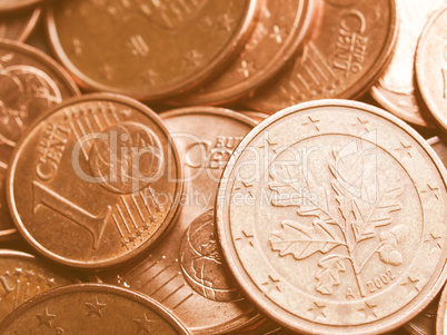 Euro coins background vintage