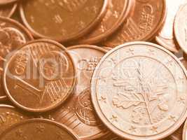 Euro coins background vintage