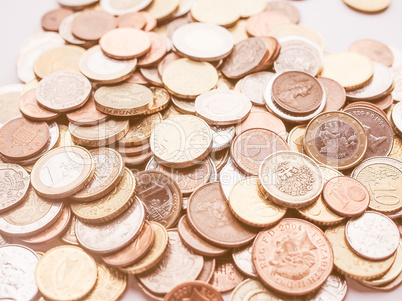 Euro and Pounds coins vintage