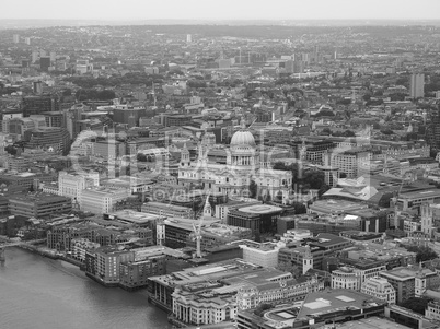 Black and white Aerial view of London