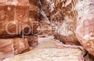 The narrow gorge leading to the Petra ancient city