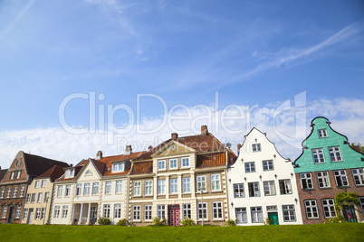 Fassaden am Hafen von Glückstadt, Schleswig-Holstein, Deutschla