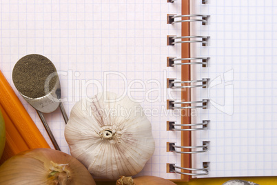 Blank paper for recipes with garlic