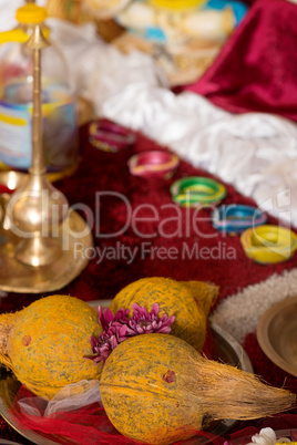 Traditional Indian Hindu religious praying objects