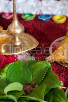 Traditional Indian Hindu religious praying items