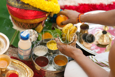 Traditional Indian Hindu religious praying ceremony