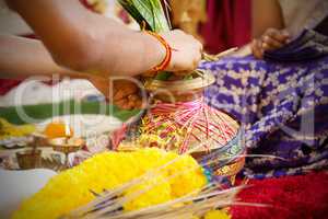 Traditional Indian Hindu praying items