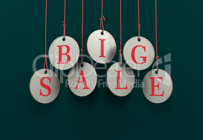 Dangling coins with the word big sale