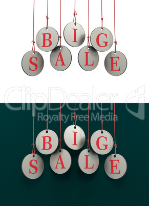 Dangling coins with the word big sale