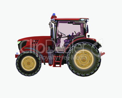Red agricultural tractor