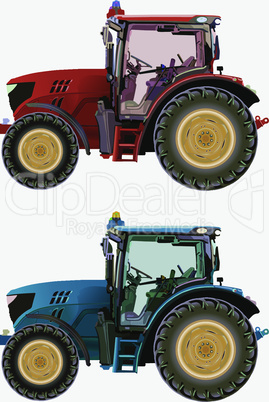 Red agricultural tractor