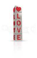 Metal banner with the word love