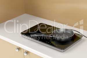 Double induction cooktop and frying pan