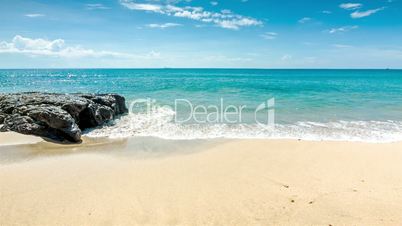 Sea shore with big stone