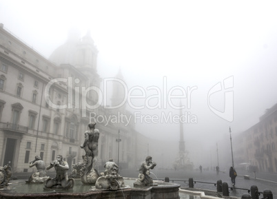 Piazza Navona in the fog
