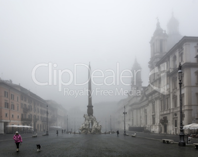 Piazza Navona in the fog