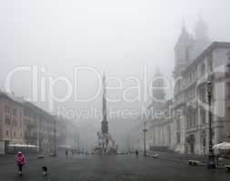 Piazza Navona in the fog