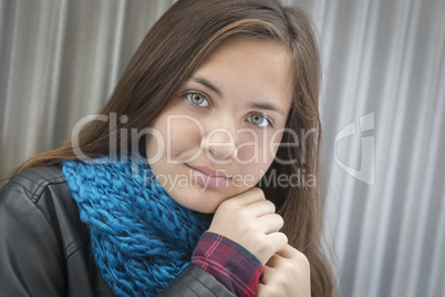 Portrait of Young Pretty Blue Eyed Girl