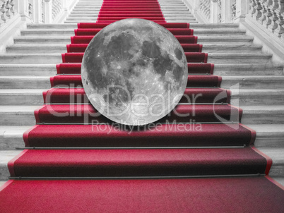 Moon on red carpet