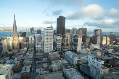 Aerial Views of San Francisco Financial District from Nob Hill, Sunset
