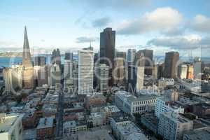 Aerial Views of San Francisco Financial District from Nob Hill, Sunset