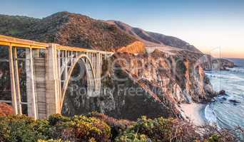 Sunset over Bixby Bridge, Big Sur, California