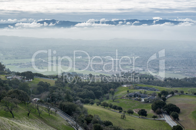 View of the Silicon Valley from Mount Hamilton on a cloudy day