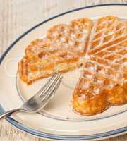 Sweet waffle on a plate