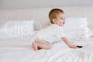 Cute baby using smartphone