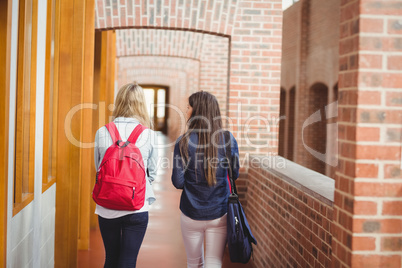 Rear view of students in the hallway