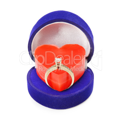 ring and heart isolated on white background