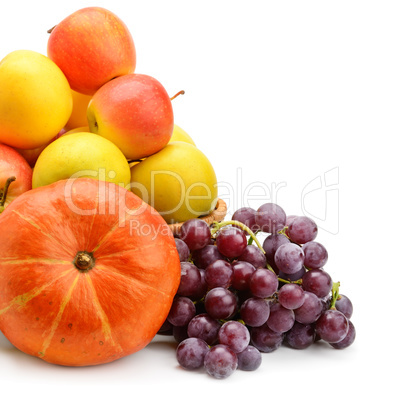 fruit and berries isolated on a white background