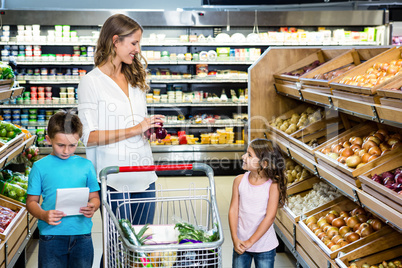 Happy family doing shopping