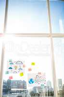 Adhesive notes on window