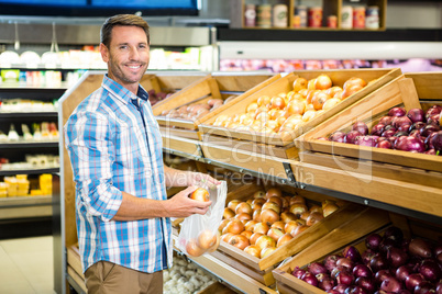 Portrait of man doing shopping