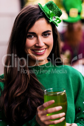 Portrait of woman celebrating St Patricks day