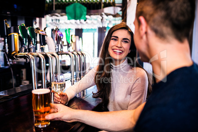 Cute couple having a drink