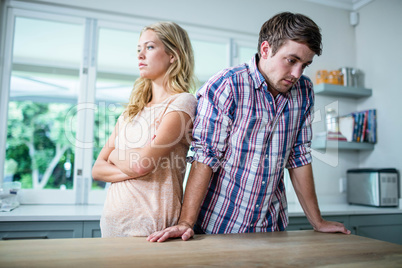 Upset couple having an argument