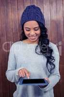 Asian woman using tablet