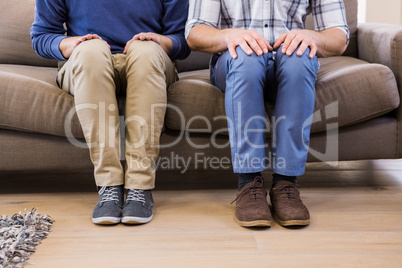 Gay couple relaxing on the couch