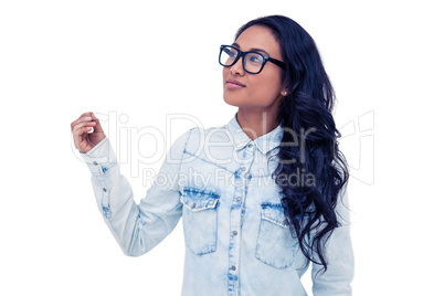 Asian woman looking up