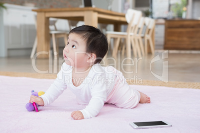 Cute baby on the carpet