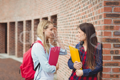 Smiling students talking outdoor