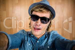 Crazy hipster wearing sunglasses