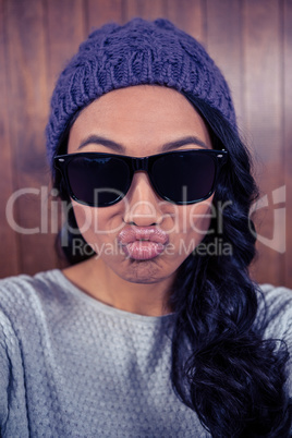 Asian woman pouting