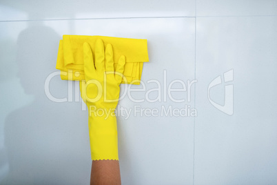 Woman cleaning up