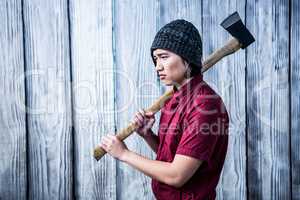 Hipster holding a axe