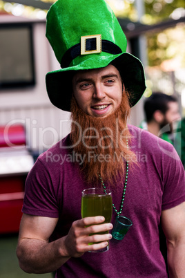 Portrait of man celebrating St Patricks day